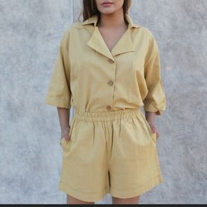 3 Piece Handmade Olive Green Linen Outfit